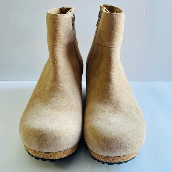 Birkenstock Papillio Ebba Wedge Bootie Size EU 40 NWOT Beige Suede - Picture 2 of 7